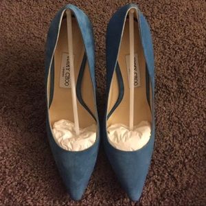 jimmy Choo Robot Blue Suede 100mm Romy(NEGOTIABLE)